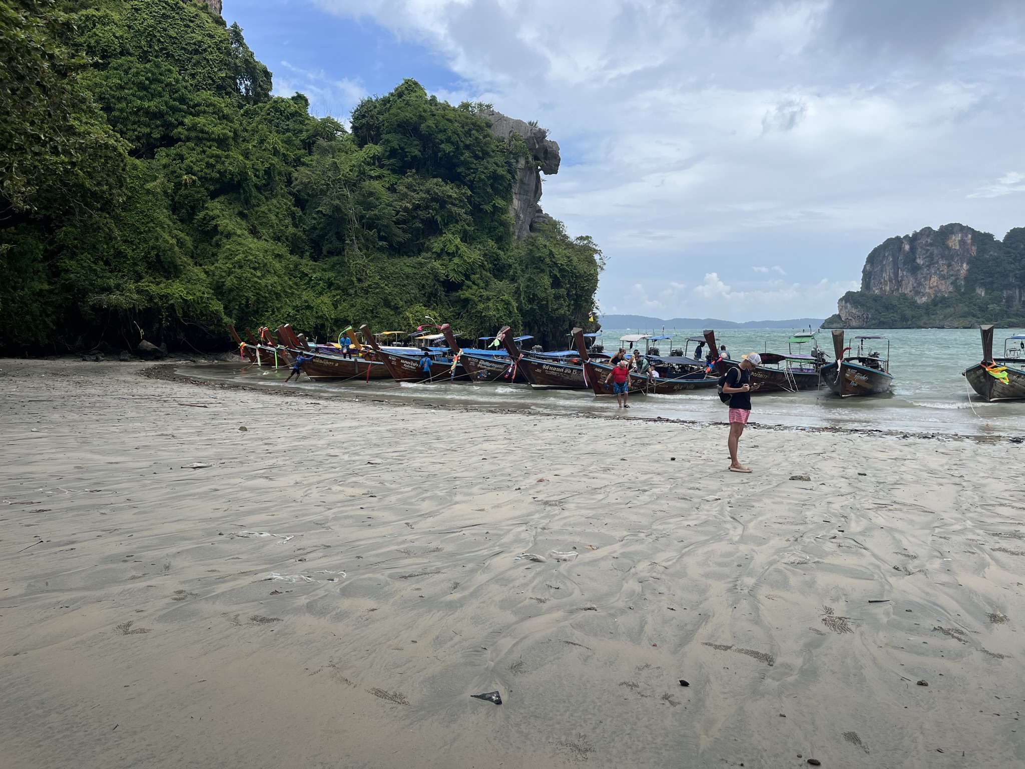 longtails at the end of railay beach